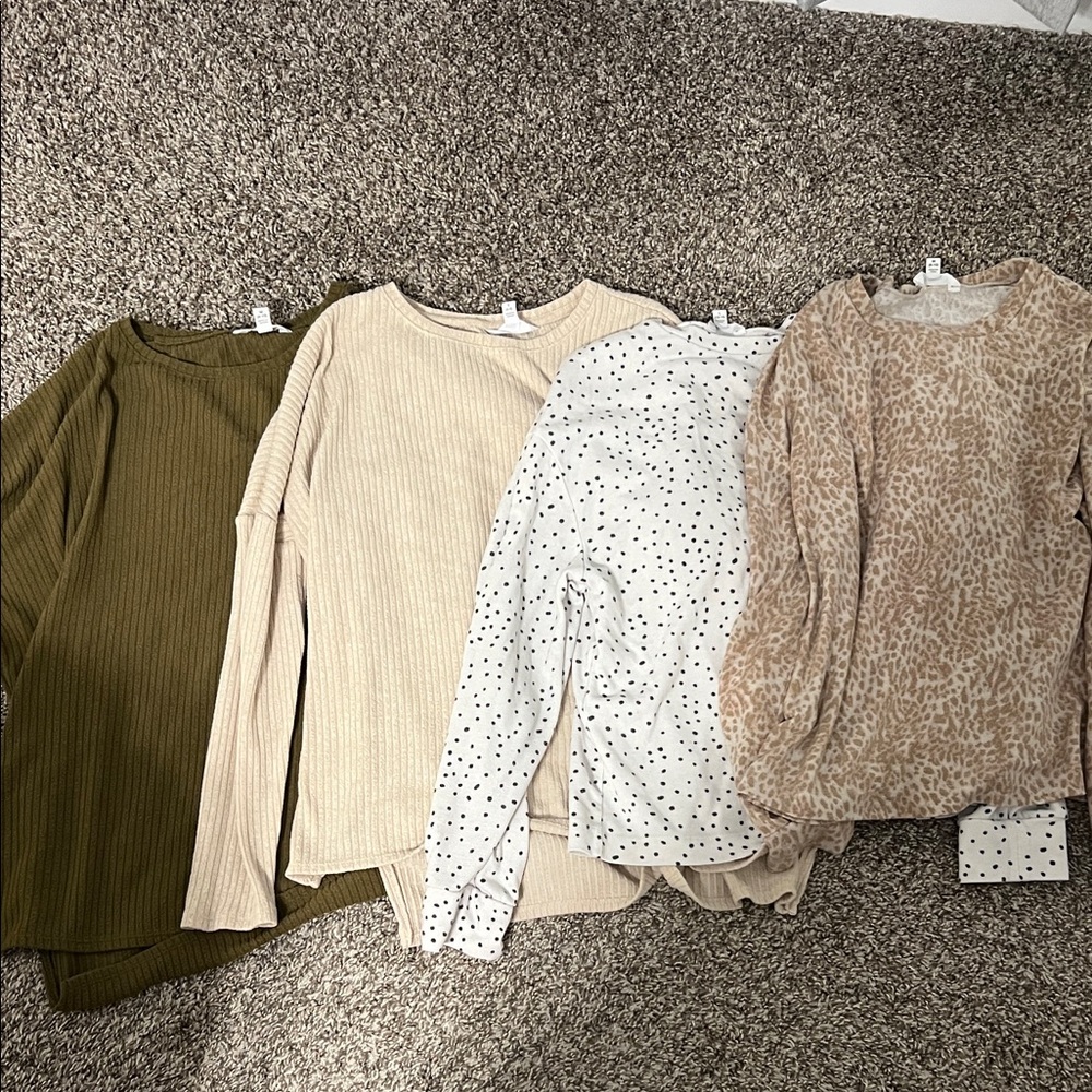 Set of Four Long Sleeve Tops in Various Patterns
